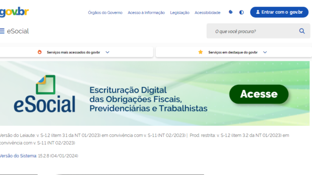 Passo 3: Acessando o Sistema eSocial